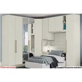 Quarto Casal Modulado 6 Peças (1 Armário Aéreo + 4 Guarda Roupas + 1 Complemento) 67 Areia - Henn