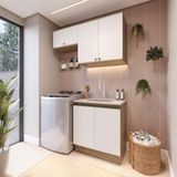 Lavanderia Modulada Kappesberg Celeste 3 Peças Nogueira/branco 140cm