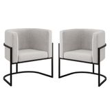 Kit 02 Cadeiras Poltrona Sala Quarto Base De Metal Black Bege