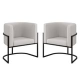 Kit 02 Cadeiras Poltrona Veludo Sala Quarto Base De Metal Black Bege