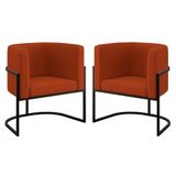 Kit 02 Cadeiras Poltrona Sala Quarto Base De Metal Black Terracota
