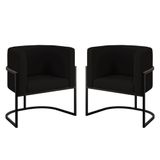 Kit 02 Cadeiras Poltrona Veludo Sala Quarto Base De Metal Black Preto