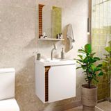 Gabinete Banheiro Lirio Com 1 Porta Espelheira E Cuba Branco/ripa
