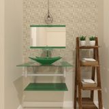 Gabinete Para Banheiro Vidro 60 Cm Cuba Retangular E Espelheira Vmex Verde Verde