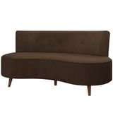 Sofá Chaise Living 2 Lugares 135cm Sala De Estar Istambul K01 Veludo Marrom - Lyam Decor