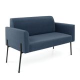 Sofá Namoradeira 2 Lugares Pé De Ferro Preto Marisa Suede Azul Marinho D03 - D&#39;rossi