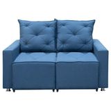 Sofá Retrátil 2 Lugares Bariloche 1.50cm Shop Das Cabeceiras Azul Linho