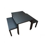Conjunto Mesa Ripada Com 2 Bancos Ripados Alumínio 1.40x0.80m Preto