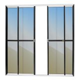 Porta Balcão 4 Folhas Super 25 Vidro Reflex 210cm X 200cm Brimak Mix Preto