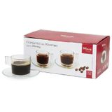 Kit Com 6 Xícara E Pires Café 90 Ml Vidro Liso - 143094