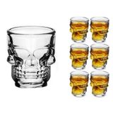 Kit 6 Copos Tequila Shot Caveira Dose Whisky Drink Vidro Bar