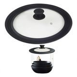 Tampa De Vidro Panela Silicone Frigideira 24-26-28 Cm Preta G
