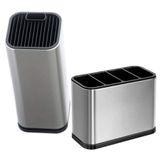 Kit Cepo Suporte De Facas E Escorredor Porta Talheres Inox