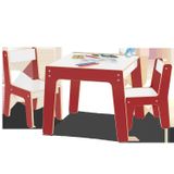 Conjunto Mesa E 2 Cadeiras De Madeira Infantil Vermelha