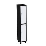 Roupeiro Em Aço Mt 1v 2 Portas - Fechadura Preto/branco