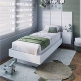 Cama Solteiro Suspensa Com Cabeceira E Mesa De Apoio 80/90 Zurique Branco