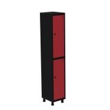 Roupeiro Em Aço Mt 1v 2 Portas Com Prateleira Interna Pitâo Preto/vermelho