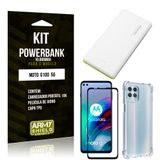 Kit Moto G100 5G Carregador Portátil 10K Tipo C + Capa Anti Impacto + Película Vidro 3D - Armyshield