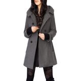 Casaco Tanming Wool Pea Coat Casaco Com Capuz Para Mulheres