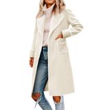 Casaco Pea Coat Tankaneo Para Mulher Bordado De Inverno Com Cinto