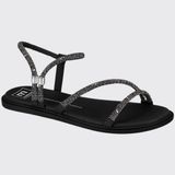 Sandália Feminina Rasteira Tiras Brilhantes Moleca 5450.237.28264 - Preto - 37