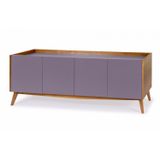 Buffet 4 Portas Retrô Novita Maxima Nogal/Branco/Lilás