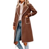 Casaco Pea Coat Tankaneo Para Mulher Bordado De Inverno Com Cinto