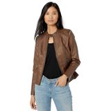 Jaqueta Feminina De Couro Sintético Sebby Collection Whisky Medium