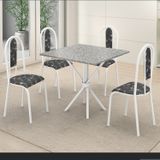 Conjunto Mesa Tubular Com 4 Cadeiras Berlim Branco Floral/ocre