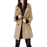 Casaco Feminino Coat Tanming, Lã Quente, Ervilha, Casaco Impermeável Com Capuz