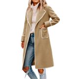 Casaco Pea Coat Tankaneo Para Mulher Bordado De Inverno Com Cinto