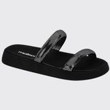 Sandália Slide Feminina Flatform Papete Brilhante Moleca 5507.101.28377 - Preto/preto/prata - 34