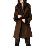 Casaco Tanming Wool Pea Coat Casaco Com Capuz Para Mulheres