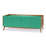 Buffet 4 Portas Retrô Novita Maxima Nogal/Branco/Verde Anis