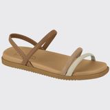 Sandália Feminina Rasteira Flat Plana Tiras Moleca 5502.101.28303 - Nude/bege - 37