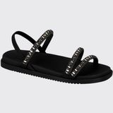 Sandália Feminina Rasteira Flat Plana Tiras Brilhos Moleca 5502.106.28286 - Preto/grafite - 36