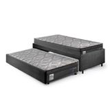 Bicama Box Solteiro Suede Preto 88x188 Com Dois Colchões Molas Ensacadas Berlim Preto Probel