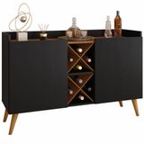 Aparador Buffet Balcão Zanzini Max 2 Portas Com Adega Cinamomo Preto