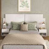 Cabeceira Casal/queen Com 2 Mesas De Cabeceira 232cm Multimóveis Mp4317 Branco