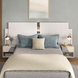 Cabeceira Casal/queen Com Espelhos E 2 Mesas De Cabeceira 232cm Multimóveis Mp4324 Branco