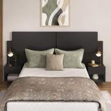 Cabeceira Casal/queen Com 2 Mesas De Cabeceira 232cm Multimóveis Mp4325 Preto
