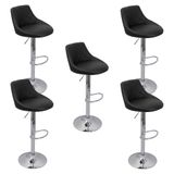Kit 5 Banquetas Milano Carmel Estofada Giratória C/ Regulagem - Preto