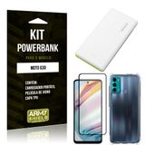 Kit Moto G60 Carregador Portátil 5K Tipo C + Capa Anti Impacto + Película Vidro 3D - Armyshield