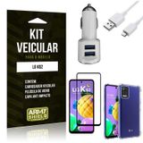 Kit Carregador Veicular Tipo C LG K62 + Capa Anti Impacto + Película Vidro 3D - Armyshield