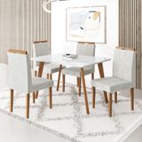 Conjunto Mesa 120x80 Com 4 Cadeiras Fortaleza Uno Off White/mel/marfim