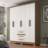 Guarda-roupa Casal 6 Portas E 3 Gavetas Wood/branco