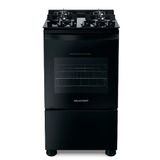 Fogão Brastemp 4 Bocas Preto com Mesa de Vidro e Grades Duplas de Ferro Fundido - BFO4VAE Bivolt
