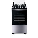 Fogão Brastemp 4 Bocas Inox com Duas Prateleiras com Alturas Ajustáveis - BFO4NBR Bivolt