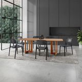 Conjunto Mesa Patros 180cm De Madeira Com 6 Cadeiras Zoe Cinamomo Imbuia/preta