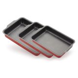 Conjunto Assadeira Retangular Antiaderente 3 Peças Vermelho